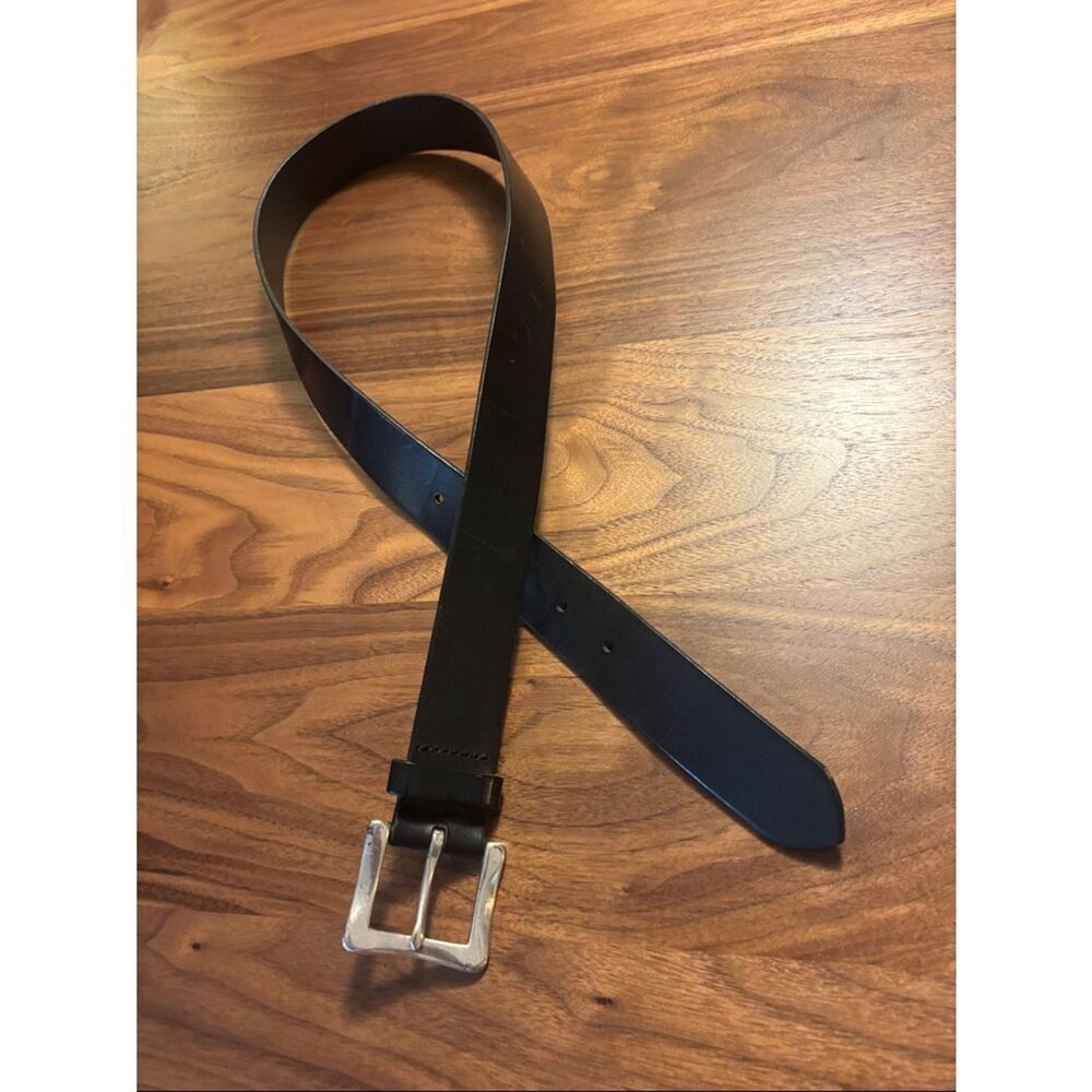 Gap Black Leather Belt with Silver Buckle -  S